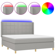 vidaXL világosszürke szövet rugós és LED-es ágy matraccal 160x200 cm (3138885) ágy és ágykellék