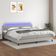 vidaXL világosszürke szövet rugós és LED-es ágy matraccal 200x200 cm ágy és ágykellék