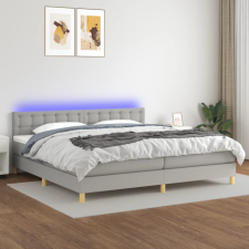 vidaXL világosszürke szövet rugós és LED-es ágy matraccal 200x200 cm ágy és ágykellék
