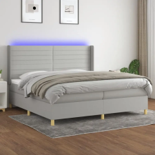 vidaXL világosszürke szövet rugós és LED-es ágy matraccal 200x200 cm ágy és ágykellék