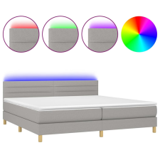 vidaXL világosszürke szövet rugós és LED-es ágy matraccal 200x200 cm (3133821) ágy és ágykellék