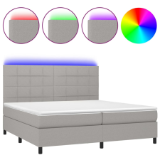 vidaXL világosszürke szövet rugós és LED-es ágy matraccal 200x200 cm (3134901) ágy és ágykellék