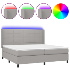 vidaXL világosszürke szövet rugós és LED-es ágy matraccal 200x200 cm  (3138341) ágy és ágykellék