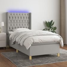vidaXL világosszürke szövet rugós és LED-es ágy matraccal 90x190 cm ágy és ágykellék