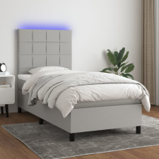 vidaXL világosszürke szövet rugós és LED-es ágy matraccal 90x190 cm ágy és ágykellék