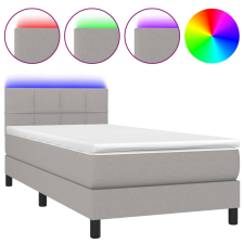 vidaXL világosszürke szövet rugós és LED-es ágy matraccal 90x190 cm (3133117) ágy és ágykellék