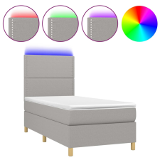 vidaXL világosszürke szövet rugós és LED-es ágy matraccal 90x190 cm (3135317) ágy és ágykellék