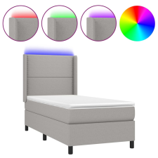 vidaXL világosszürke szövet rugós és LED-es ágy matraccal 90x190 cm (3138197) ágy és ágykellék