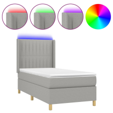 vidaXL világosszürke szövet rugós és LED-es ágy matraccal 90x190 cm (3138997) ágy és ágykellék