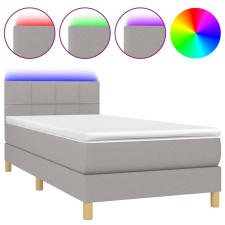 vidaXL világosszürke szövet rugós és LED-es ágy matraccal 90x200 cm (3133685) ágy és ágykellék