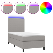 vidaXL világosszürke szövet rugós és LED-es ágy matraccal 90x200 cm (3134685) ágy és ágykellék
