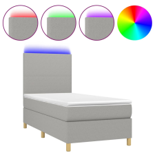 vidaXL világosszürke szövet rugós és LED-es ágy matraccal 90x200 cm (3135245) ágy és ágykellék