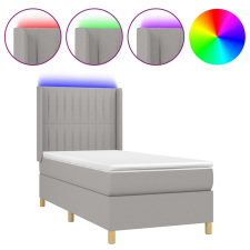vidaXL világosszürke szövet rugós és LED-es ágy matraccal 90x200 cm (3139005) ágy és ágykellék