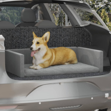 vidaXL világosszürke vászonhatású autós kutyafekhely 110x70 cm szállítóbox, fekhely kutyáknak