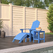 vidaXL vízkék HDPE kerti adirondack szék lábtartóval és asztallal kerti bútor