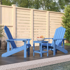 vidaXL vízkék HDPE kerti adirondack székek asztallal kerti bútor