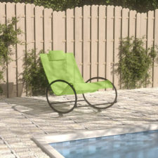 vidaXL Zöld acél és textilén napozóágy párnával kerti bútor