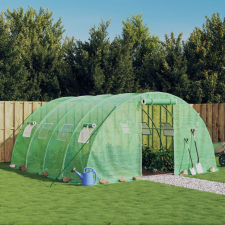 vidaXL zöld acélvázas melegház 16 m² 4 x 4 x 2 m kerti tárolás