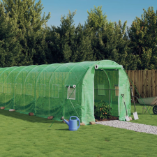 vidaXL zöld acélvázas melegház 48 m² 24 x 2 x 2 m kerti tárolás