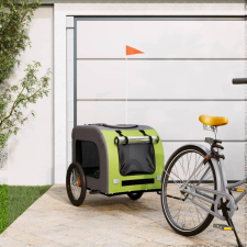 vidaXL zöld és szürke szövet és vas kutyaszállító kerékpár utánfutó szállítóbox, fekhely kutyáknak
