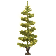 vidaXL zöld kacskaringós PVC karácsonyfa kaspóval és LED-del 120 cm (344649) műfenyő