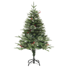 vidaXL zöld karácsonyfa LED-fényekkel és fenyőtobozokkal 150 cm (344288) műfenyő