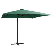 vidaXL zöld konzolos napernyő LED-del és acélrúddal 250x250 cm kerti bútor