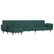 vidaXL zöld L-alakú bársony kanapéágy 275x140x70 cm bútor
