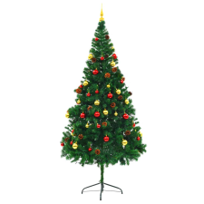 vidaXL zöld műkarácsonyfa díszekkel és LED-fényekkel 210 cm (321501) műfenyő