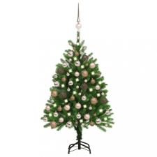 vidaXL zöld műkarácsonyfa LED-ekkel és gömbszettel 120 cm műfenyő