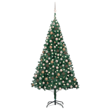 vidaXL zöld műkarácsonyfa LED-ekkel és gömbszettel 240 cm műfenyő