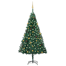 vidaXL zöld műkarácsonyfa LED-ekkel és gömbszettel 240 cm (3077538) műfenyő