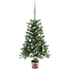 vidaXL zöld műkarácsonyfa LED-ekkel és gömbszettel 65 cm (3077723) műfenyő