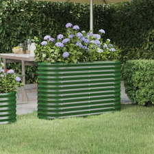 vidaXL zöld porszórt acél kerti ültetőláda 114 x 40 x 68 cm kerti dekoráció