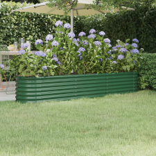 vidaXL zöld porszórt acél kerti ültetőláda 224x40x36cm kerti tárolás