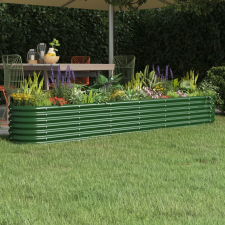 vidaXL zöld porszórt acél kerti ültetőláda 260 x 40 x 36 cm kerti tárolás