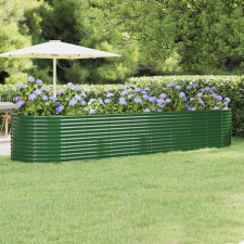 vidaXL zöld porszórt acél kerti ültetőláda 396 x 100 x 68 cm kerti dekoráció
