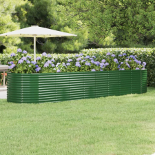 vidaXL zöld porszórt acél kerti ültetőláda 396 x 100 x 68 cm kerti tárolás