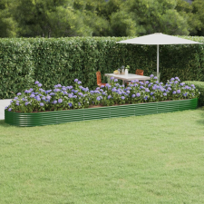 vidaXL zöld porszórt acél kerti ültetőláda 600x140x36 cm kerti tárolás