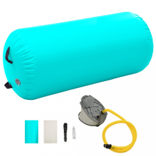 vidaXL Zöld PVC felfújható tornahenger pumpával 120 x 90 cm jóga felszerelés