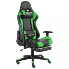 vidaXL Zöld PVC forgó gamer szék lábtartóval forgószék