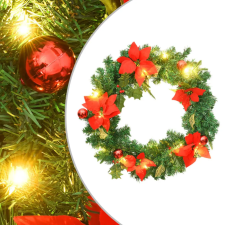 vidaXL zöld PVC karácsonyi koszorú LED-ekkel 60 cm adventi koszorú