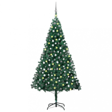 vidaXL zöld PVC műkarácsonyfa LED-fényekkel és gömbszettel 210 cm műfenyő