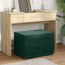 vidaXL Zsámoly Sötétzöld 61 x 41 x 40 cm Bársony és Műanyag Fa bútor