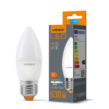 Videx LED izzó E27 C37 Gyertya 7W = 50W 630lm 3000K Meleg 220° Videx izzó
