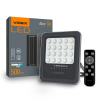 Videx Napelemes LED reflektor távirányítóval 6W 500lm 5000K Semleges 90° 3.7V IP65 IK07 Felületre szerelhető szürke VIDEX