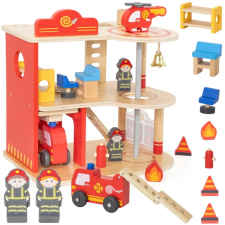 Viga 3 emeletes fa tűzoltóállomás – járművekkel és tűzoltó figurákkal játékfigura
