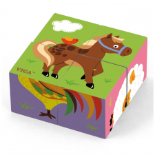 Viga 4 db-os mesekocka - háziállatos puzzle, kirakós