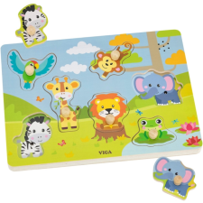 Viga egzotikus állatok hangos fa puzzle – interaktív kirakós állathangokkal puzzle, kirakós