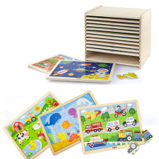 Viga fa 12 db-os puzzlekészlet állvánnyal puzzle, kirakós
